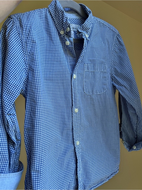 Label Of Graded Goods Other - L.O.G.G. Boys 7/8 Blue Gingham Button-Down Shirt with Chambray cuff when rolled